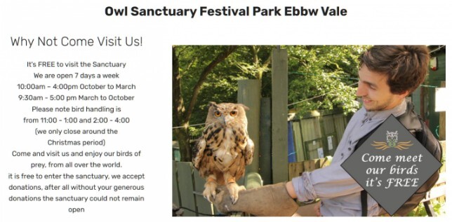 Owl sanctuary website page